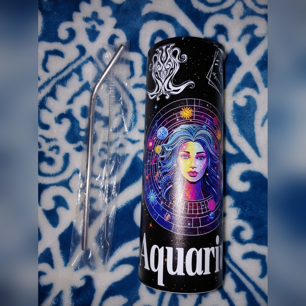 No Brand Name. Aquarius Insulated Tumbler with straw. Brand new.